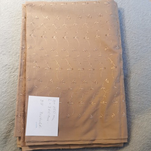 Baumwollstoff braun bestickt - baumwollstoff,