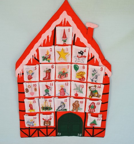 Adventskalender stoff bestickt - adventskalender,