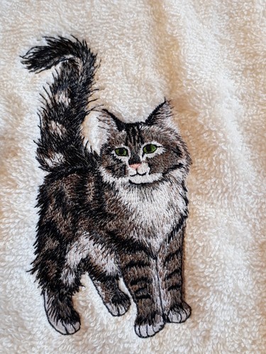 Handtuch bestickt mit katze - handtuch,