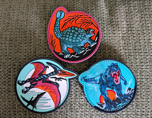 3er set dinosaurier aufnäher - set,