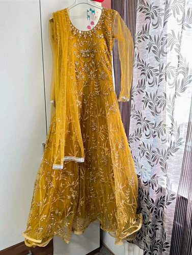 Damen kleid gelb - , mit