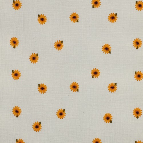 Musselin sonnenblumen bestickt - musselin,